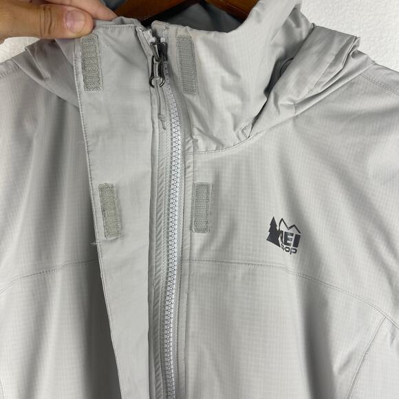REI Co-op Rainier Rain Jacket Women's XL Gray 2.5 L Lightweight Hood Ripstop - Picture 7 of 16